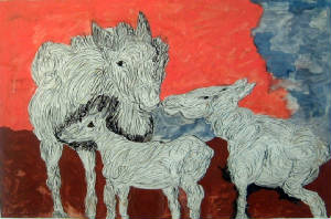 "Mare and Colts", 12x14, 